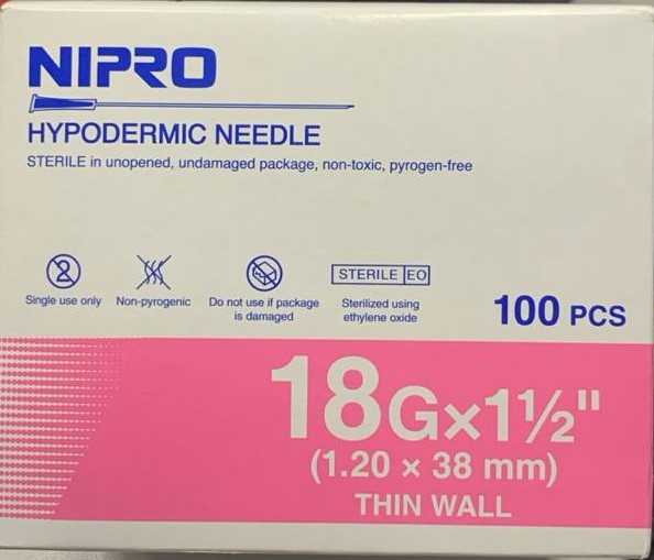 Nipro 18 Hypodermic Needle 100Pcs