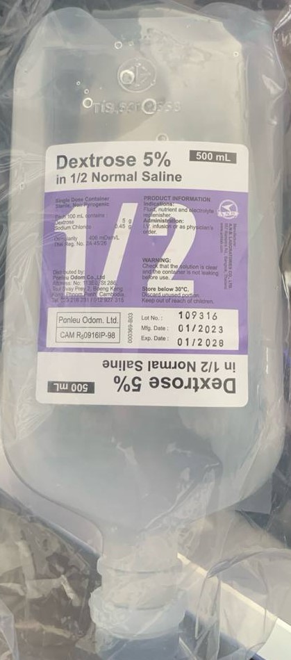 Dextrose in 1/2 Normal Saline 500mL